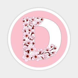 Colorful capital letter D patterned with sakura twig Magnet